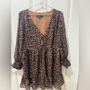 Lulu leopard print dress size L empire waist